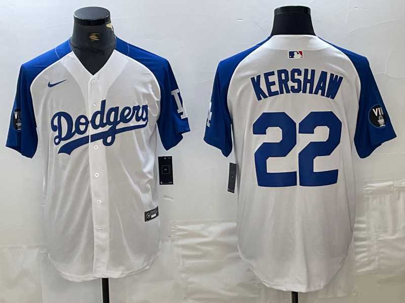 Men's Los Angeles Dodgers #22 Clayton Kershaw White Blue Fashion Stitched Cool Base Limited Jersey,We sell and wholesale Men's Los Angeles Dodgers #22 Clayton Kershaw White Blue Fashion Stitched Cool Base Limited Jersey on line form chian!